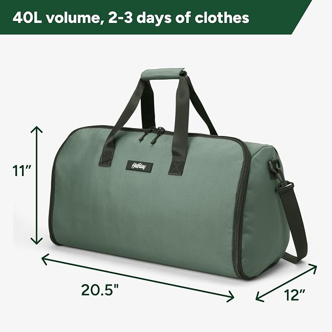 Halfday Convertible 2-in-1 Garment Duffel Weekender Bag 40L: Wrinkle-Free Travel (Hanging Suit Compartment, Shoe Pockets, Trolley Sleeve), Durable & Water-Resistant Carry-on, Cactus - Image 6
