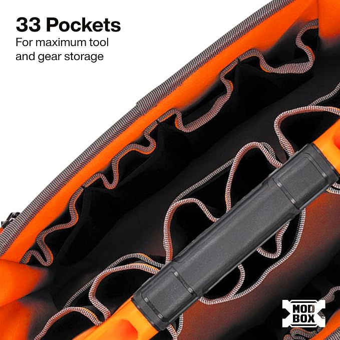 Klein Tools 62202MB MODbox Tool Tote, Part of the MODbox Mobile Workstation, 33 Pockets, Ample Tool Storage, Zipper Pocket for Small Items - Image 3