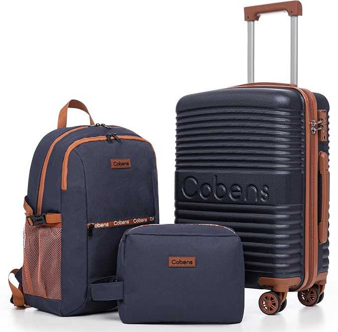 Carry on Luggage 22x14x9 Airline Approved, Suitcases with Wheels Hardshell, Lightweight Hardside Luggage Set with TSA Lock, 20Inch Blue Carry on Suitcase by Cobens