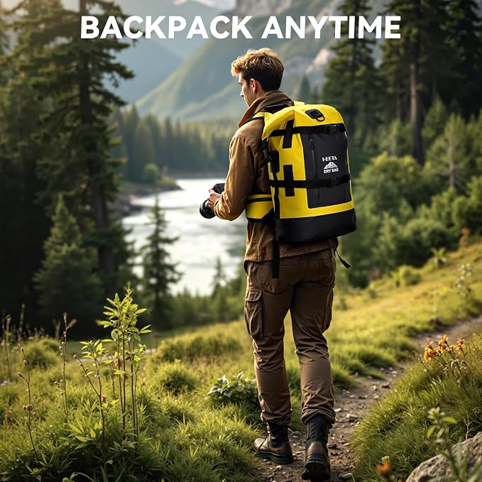 HEETA Dry Bags Waterproof Backpack 40L for Men & Women, Roll Top Heavy Duty Cushioned Hiking Backpack for Kayaking Boating Paddle Boarding Fishing Travel Camping Beach Vacation Cruise Ship Essentials - Image 8