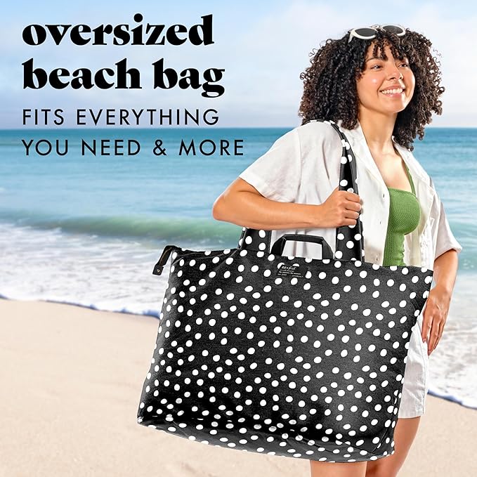Fit & Fresh XL Beach Tote Bag for Women – XL Travel Tote with Zipper & Pockets, Oversized Canvas Pool Bag, Weekender Carry-On - Image 2