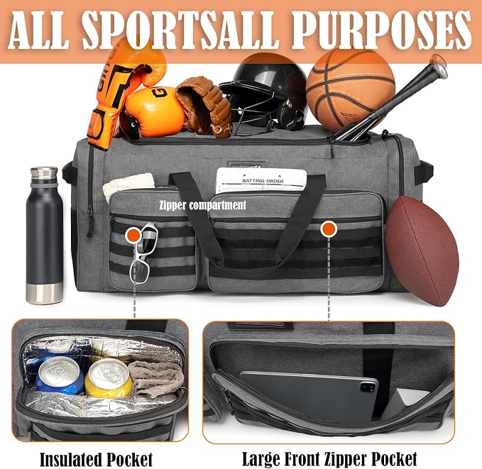 130L Extra Large Duffle Bag for Men, Heavy Duty Large Duffle Bag for Travel with Shoe Compartment, XL Sports Gym Equipment Bag for Hockey Football Baseball Basketball & More - Image 3