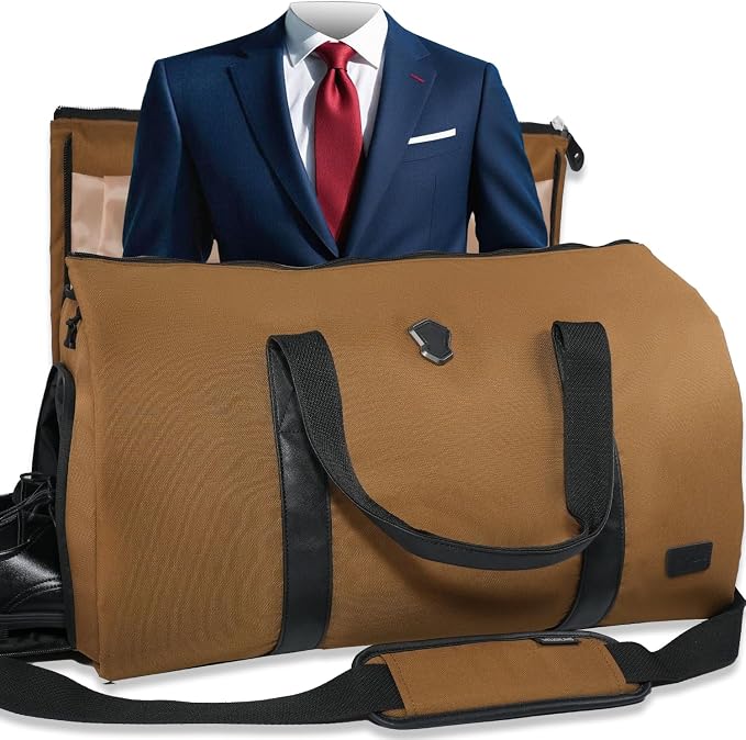 WELKINLAND 2-Suit Garment Duffle Bags for Travel Men, 60L-Large Carry on Garment Duffel Bag, Convertible Garment Duffel Bag w/Shoe Compartment, Foldable Garment Bags for Hanging Clothes Travel by WELKINLAND