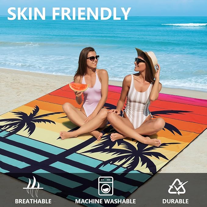 AISPARKY Beach Blanket Waterproof Sandproof Extra Large, Oversized Beach Mat, Quick Drying&Compact&Lightweight, Picnic Blankets Vacation Essentials for Outdoor Beach Camping (79" X 83" (4 Person)) - Image 3