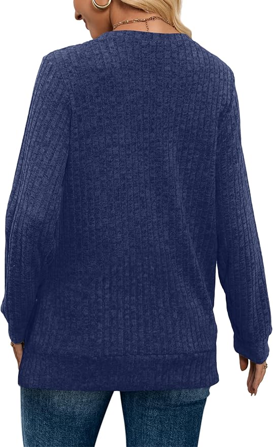 Sampeel V Neck Long Sleeve Shirts for Women Casual Fall Tops Lightweight Tunic Sweaters Fashion Clothes Loose Fit 2025