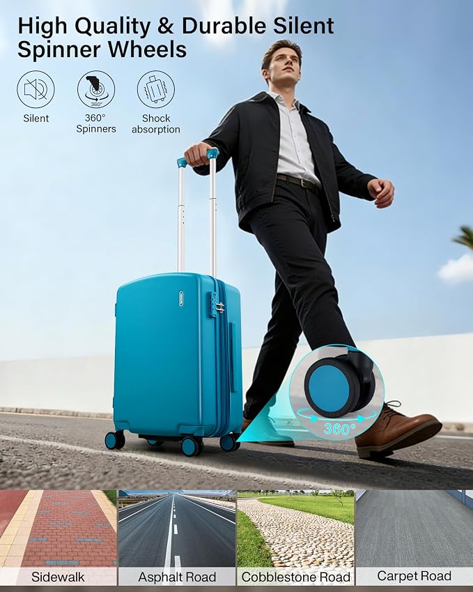 Hanke 20 Inch Expandable Carry On Luggage, 22x14x9 Airline Approved, TSA Lock Hard Shell Lightweight Suitcase for Men Women (Caribbean Blue) - Image 6