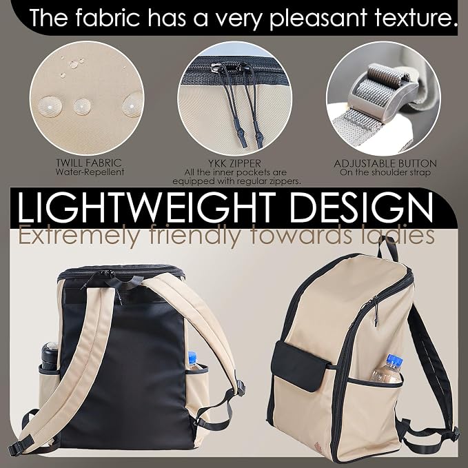 Travel Laptop Backpack Large Hanging Toiletry Organizer Water-Repellent Hygiene Bag (Khaki+) - Image 6