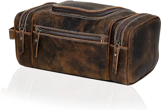 VC VINTAGE COUTURE Leather Toiletry Bag for Men Extra Large Leather Men's Toiletry Bag for Traveling Real Leather Dopp Kit for Men Leather Shaving Bag for Travel - Image 5