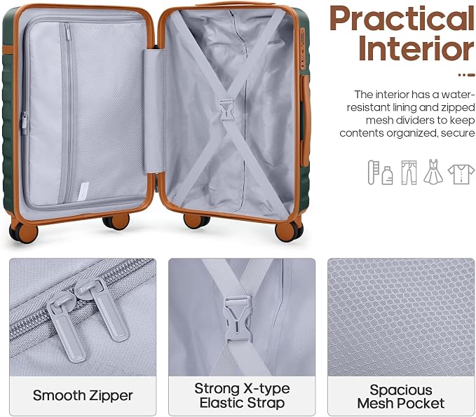3 Piece Luggage Set, Durable ABS Hardshell Carry On Suitcase Set with Silent Spinner Wheels, YKK Zipper & TSA Lock, Lightweight Large Travel Checked Luggage,20/24/28 Inch - Image 2