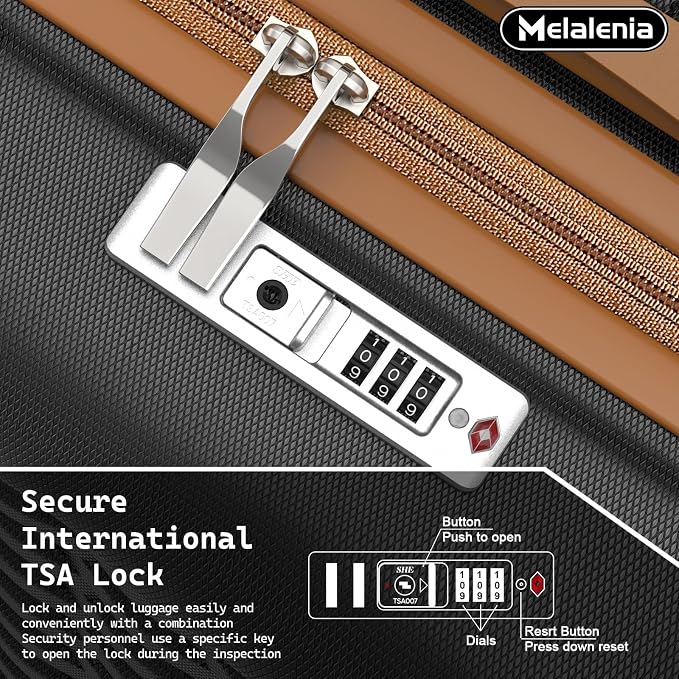 Melalenia Luggage Sets 4 Piece Suitcase Set,Hard Shell Carry on Luggage Travel Suitcases with Spinner Wheels and TSA Lock, Lightweight Luggage Set for Women - Image 4