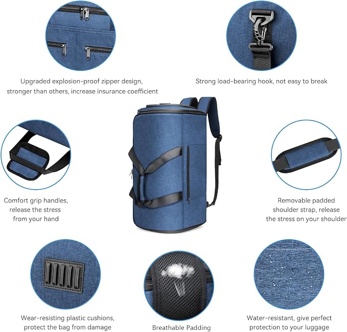 Bukere Garment Duffle Bags for Travel, Convertible Carry on Bag with Shoe Compartment, 3 in 1 Travel Suit Bag with Backpack Shoulder Strap for Men Women - Image 6