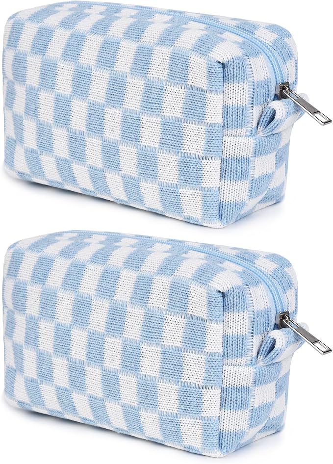 SOIDRAM 2 Pack Checkered Makeup Bag for Women, Cute Makeup Pouch Small Makeup Bag Travel Cosmetic Organizer for Toiletries, Brushes & Skincare - Image 7