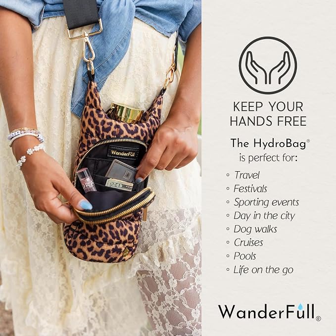 WanderFull® Original HydroBag®, Fits Up to 32 oz Water Bottle Holder with Strap, Gift for Women, Hands-Free Crossbody, Water Bottle Carrier Bag with Phone Pocket - Image 3