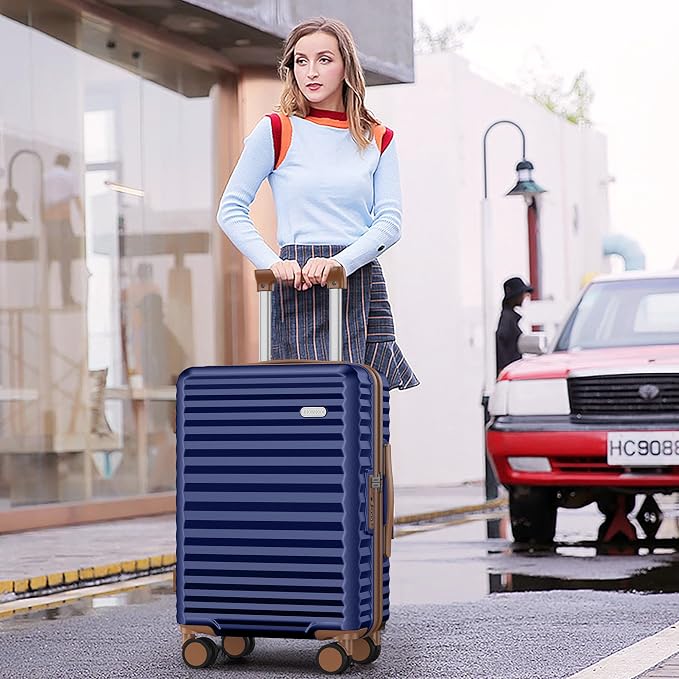 SHOWKOO Luggage Sets 3 Piece Hardside Expandable Suitcase with Double Spinner Wheels Tsa Lock Blue (20in/24in/28in) - Image 2