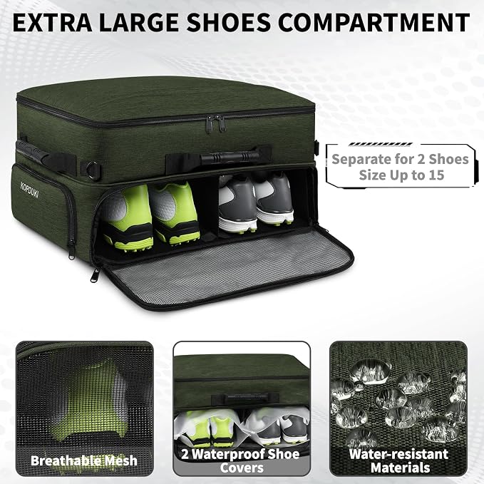 Extra Large Golf Trunk Organizer, Golf Gifts for Men Golfers, 20"x 14"x 10" 2 Layer Golf Trunk Organizer for Car, Water-resistant with Ventilated Compartment for 2 Pair Shoes and More Golf Accessories - Image 4