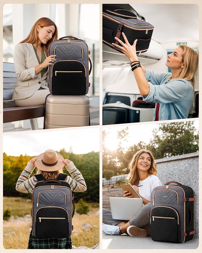 LOVEVOOK Travel Backpack Carry on Flight Approved 40L,Waterproof TSA Travel Essentials Personal Item Backpack for Women Men,Large Carry on Luggage Suitcase Travel Bag for Airplane with 3 Packing Cubes - Image 7