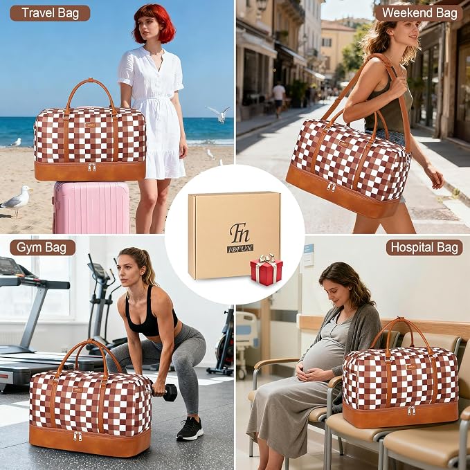 IBFUN Weekender Bags for Women, 21" Weekender Travel Bag, Travel Duffle Bag with Shoe Compartment Carry on Overnight Duffel Bag for Weekend Travel Business Trip, 3PCS - Image 4