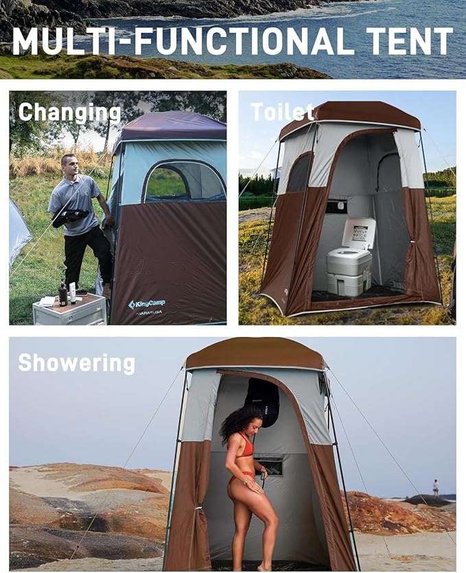 KingCamp Shower Tent, Portable Privacy Tent Outdoor Camping 1/2 Room Toilet Tents with Shower Bag & Dressing Room for Beach, Camping & Hiking - Image 7