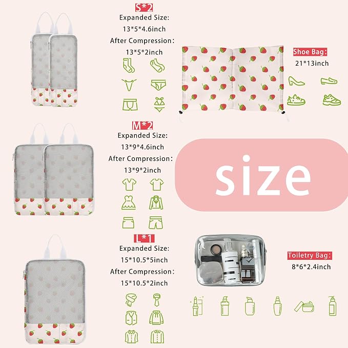 7 Pcs Compression Packing Cubes for Travel Luggage, Lightweight Suitcase Organizer Bags Set, Compression Packaging Cube for Travel Essentials, Packing Cubes for Carry on Suitcase - Image 3