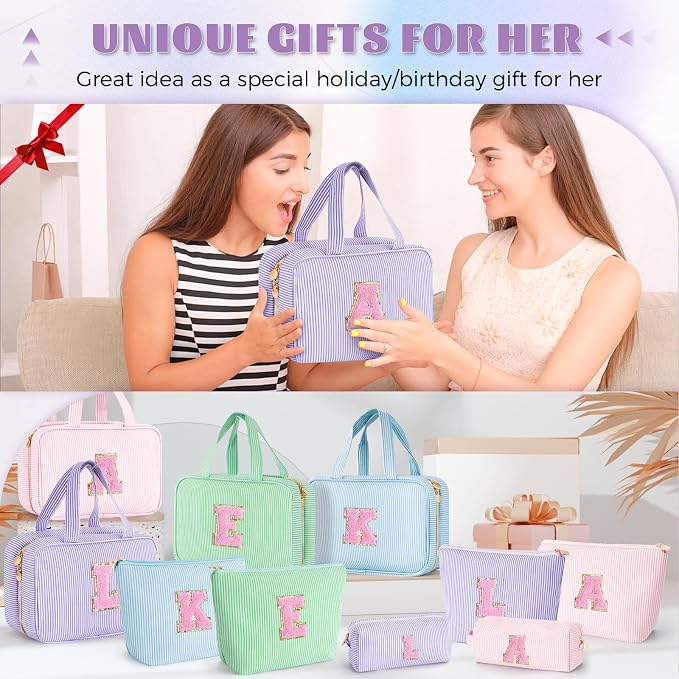 Gifts for Teen Girls Women - Travel Hanging Toiletry Bag & Makeup Bag - Personalized Initial Cosmetic Bag | Birthday Gift for Girl Trendy Stuff - Lavender R - Image 7