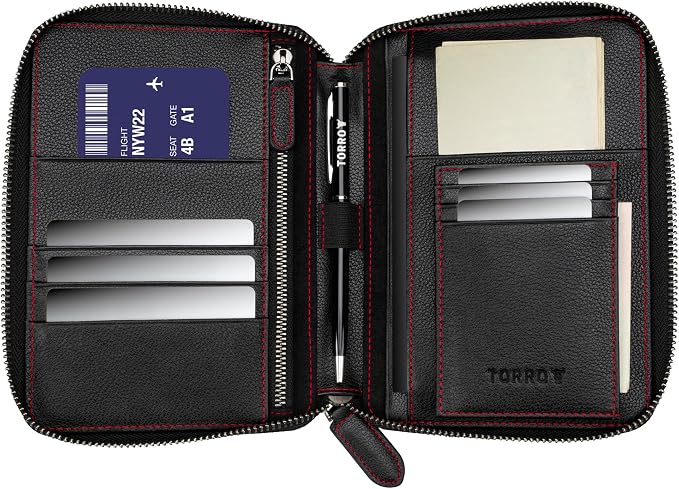 TORRO Travel Wallet – Genuine Leather Travel Organiser with Passport Holder and Detachable Cardholder - Image 2