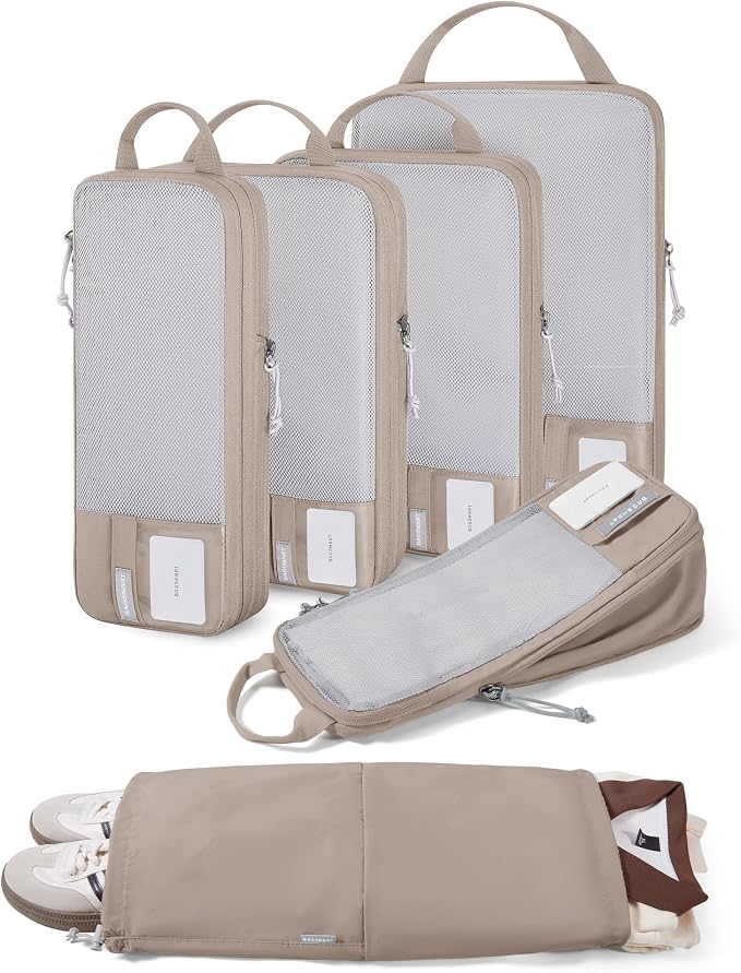 BAGSMART 6 Set /4 Set/2 Set Compression Packing Cubes for Travel, Lightweight Luggage Organizer Bags, Durable Space Saver Bags Travel Essentials by BAGSMART