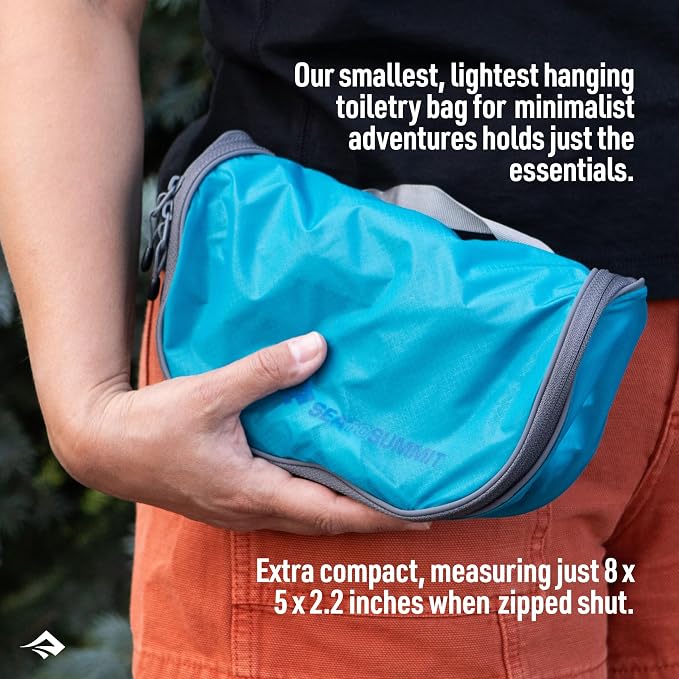 Sea to Summit Small Hanging Toiletry Bag, Extra Compact Travel Organizer for Minimalist Adventures, Spicy Orange - Image 2