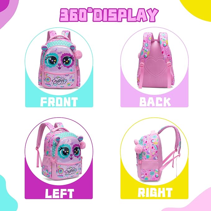 Cute Cat Backpacks for Girls - 2 in 1 Bookbag Set for Elementary & Preschool Students Ages 8-10 - Image 3