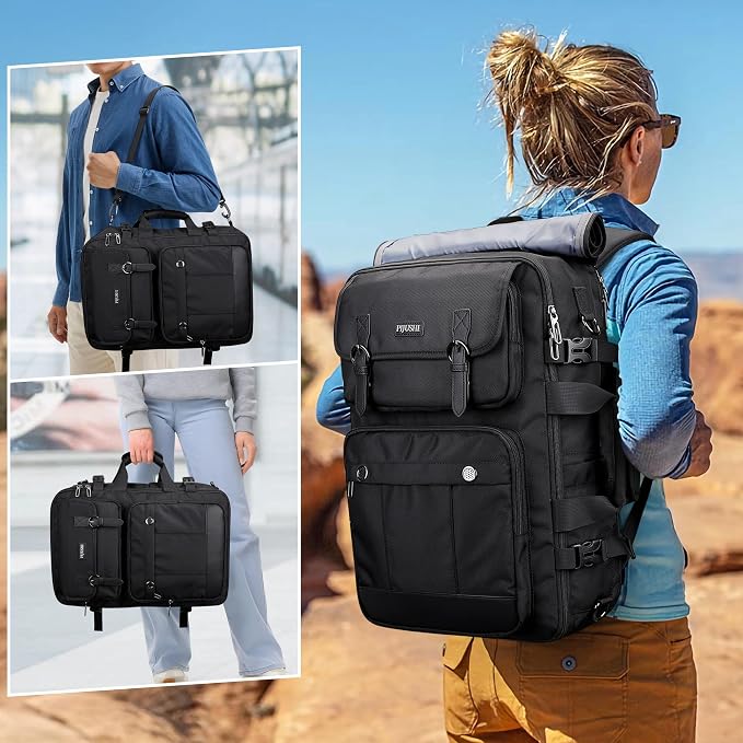 PIJUSHI 3-In-1 Travel Backpack for Women with 16" Padded Laptop Compartment | Convertible Carry On Luggage/Duffel/Shoulder with 180° Open, USB Port, Dry/Wet Pocket for Airport, Daily - Image 2