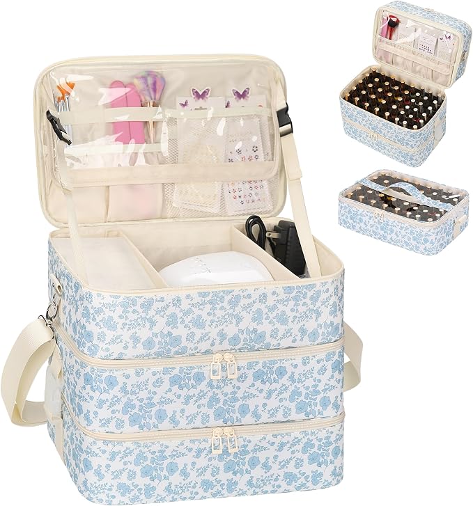Ethereal Nail Polish Organizer Bag, Holds 86+ Bottles(15ml/0.5 fl.oz) UV Nail Lamp, Gel Polish Travel Storage Bag for Nail Kit, Gift for Manicurist, Girls by Ethereal