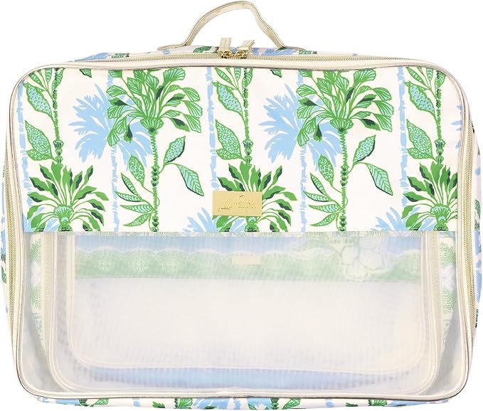 Lilly Pulitzer Packing Cubes Set of 3, Swayin in the Breeze | Resort Ready Polyester & Mesh Suitcase Luggage Organizers in 3 Sizes with Metallic Leatherette Trim & Handles for Travel - Image 3