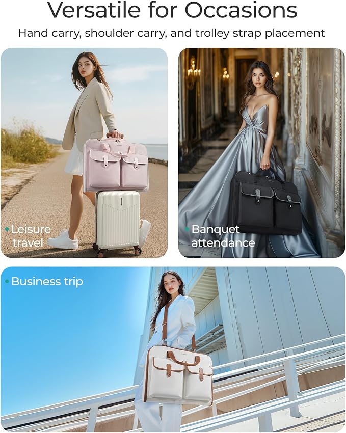 BAGSMART Large Carry-on Garment Bag for Suits Shirts Dresses Coats, Beige | Carry on, For Hanging Clothes, For Shirts Dresses Coats - Image 7