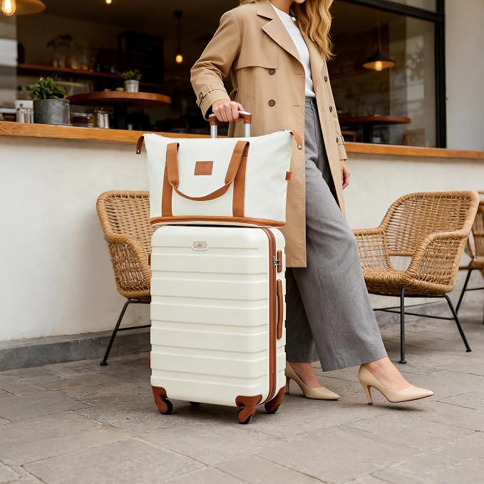 Suitour Luggage Sets 6 Piece, 20-inch Carry-on and 24 inch28 inch Checked Suitcase Set with Cosmetic Case and Expandable Travel Duffle Bags Set(Beige Tan) - Image 3