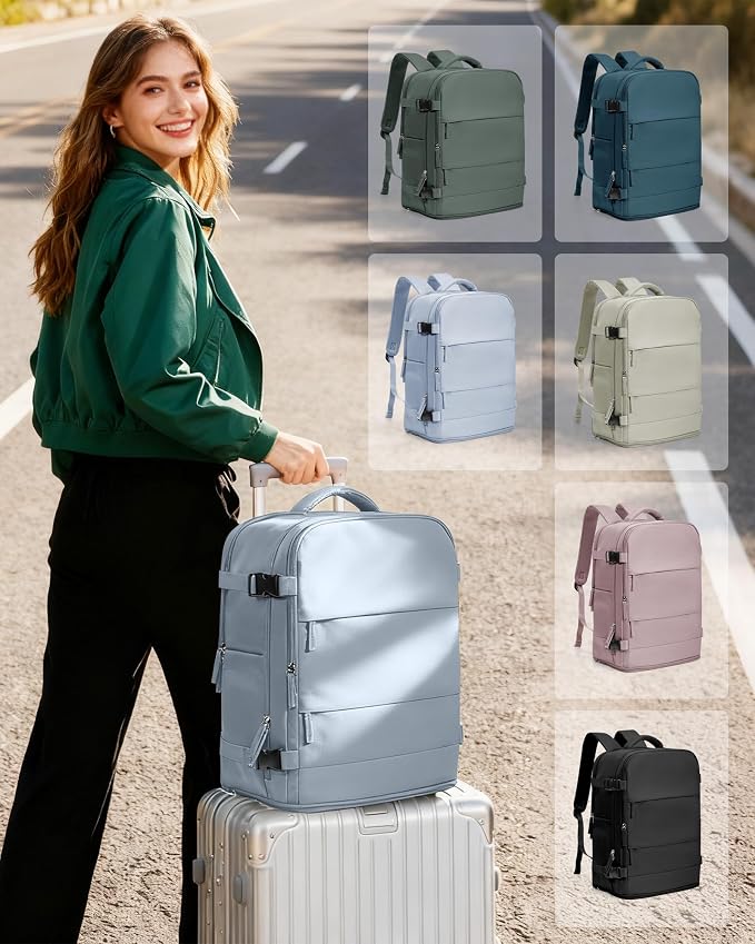 coowoz Travel Backpack Carry On for Women Man Gym Backpacks with Laptop Compartment Mochila de Viaje Teacher Personal Item Backpack Airplane Accessories Must Haves Grey Blue 20L - Image 8