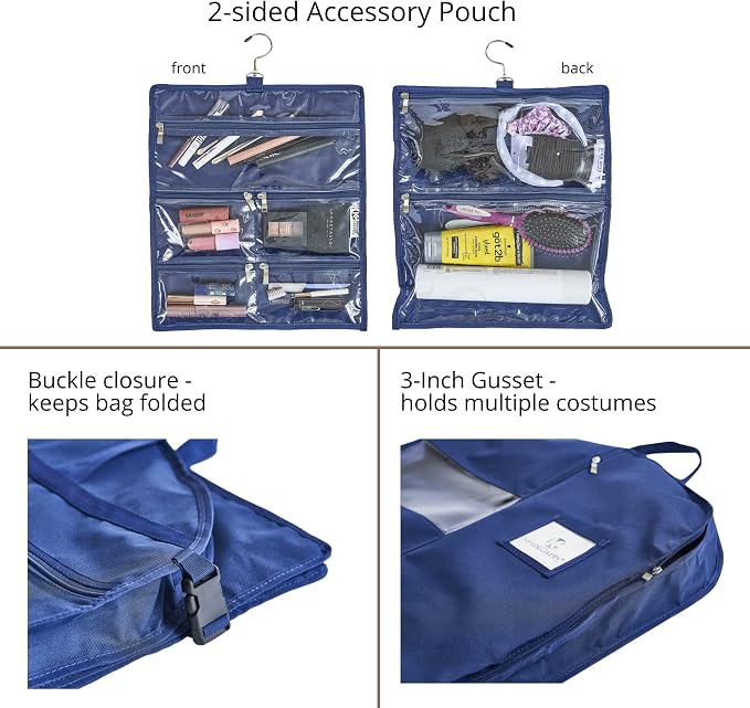 Premium Waterproof Hanging Garment Bag - 52 inch Clothes Bag with Gusset, 4 Pockets, Accessory Pouch & Side Zip for Dance Costumes, Skating, Theatre, Beauty Pageants, Cheer & More. - Image 5