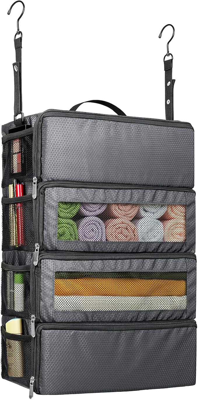 Suitcase Organizer, Travel Luggage Organizer Hanging Shelves Packing Cube Closet/Collapsible Portable Travel Organizer for Carry-on by Vokelater
