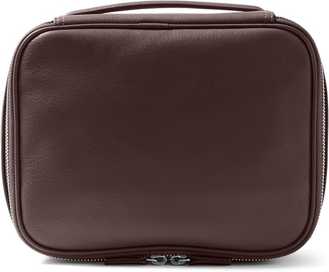 Leatherology Brown Large Travel Organizer – Full-Grain Leather Toiletry Bag with Zipped Mesh Pocket, Elastic Loops & Double Metal Zipper – Travel Storage for Cables, Toiletries & Essentials by Leatherology