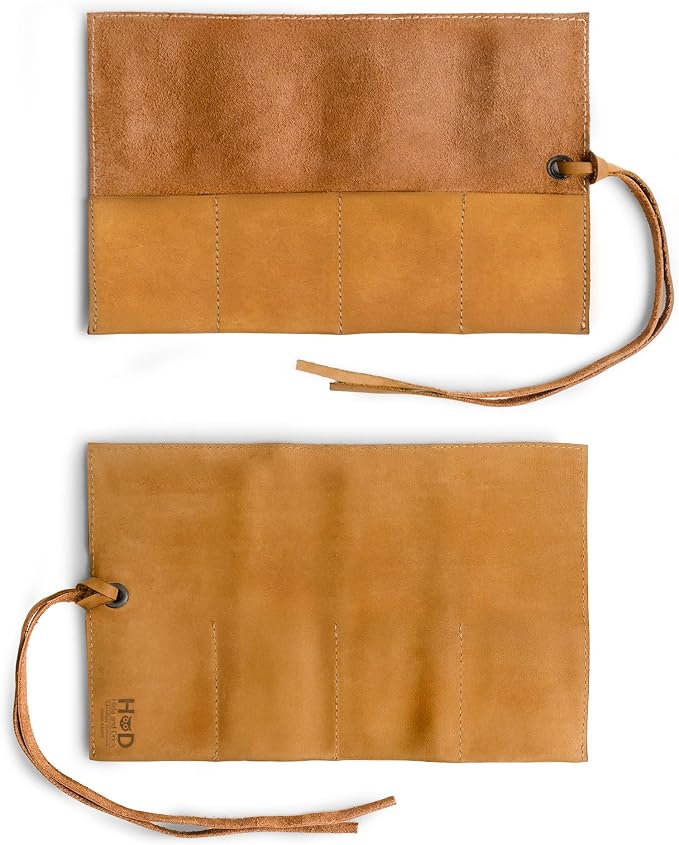 Hide & Drink, Leather Watch Roll Organizer Handmade from Full Grain Leather, Holds Up to 4 Watches, Easy Carry On Watchlover Storage (Old Tobacco) - Image 3