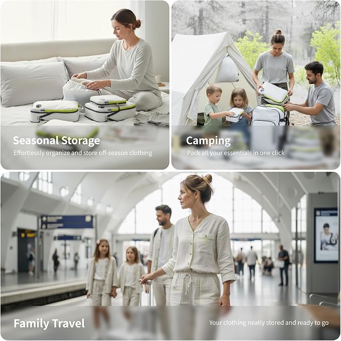 Cipway - 5 Set Compression Packing Cubes for Travel, Ultralight Packing Organizers for Luggage Suitcase & Backpack (White), L - Image 6