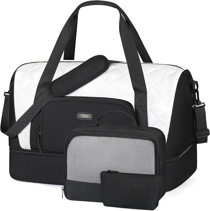 Travel Weekender Bag for Women, 21" Overnight Bag with Shoe Compartment 50L Large Travel Duffel Bag Carry On Tote for Weekend, Overnight, Business Trips, Water Resistant by TIBES