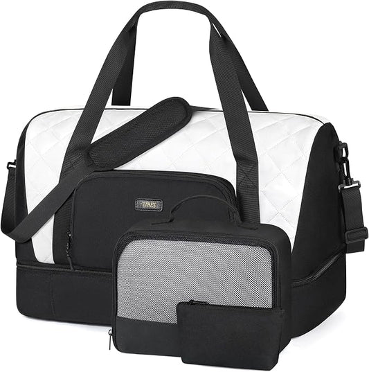 Travel Weekender Bag for Women, 21" Overnight Bag with Shoe Compartment 50L Large Travel Duffel Bag Carry On Tote for Weekend, Overnight, Business Trips, Water Resistant by TIBES