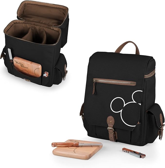 PICNIC TIME Disney Mickey Mouse Moreno 3-Bottle Wine & Cheese Tote, Padded Wine Bag with Adjustable Shoulder Strap, Wine Picnic Tote Bag, (Black) - Image 3
