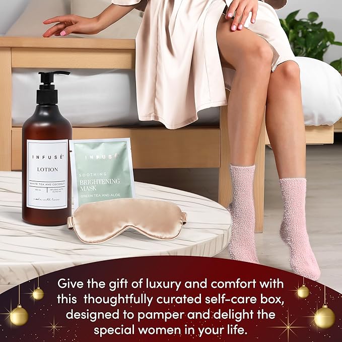 10-Piece Spa Gift Box for Women | Self-Care Set with Eye Mask, Loofa,Bath Bombs,Face Masks,Bubble Bath, Lotion, Body Wash & Bath Salt | Gift for Mom, Grandma, Wife, Bridesmaid or Loved Ones