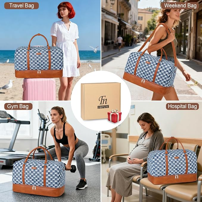 IBFUN Weekender Bags for Women, 21" Weekender Travel Bag, Travel Duffle Bag with Shoe Compartment Carry on Overnight Duffel Bag for Weekend Travel Business Trip, 3PCS - Image 4