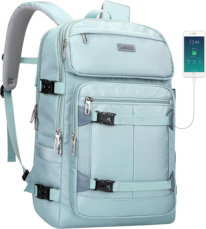 PIJUSHI Casual Travel Backpack for Women with 16" Padded Laptop Compartment | Carry On Luggage with USB Charging Port, 1680D Water-Resistant Nylon, Airline Approved, For Daily, Hiking by PIJUSHI