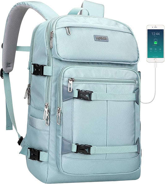 PIJUSHI Casual Travel Backpack for Women with 16" Padded Laptop Compartment | Carry On Luggage with USB Charging Port, 1680D Water-Resistant Nylon, Airline Approved, For Daily, Hiking by PIJUSHI