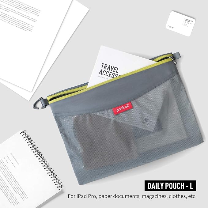 pack all Grey Bundle | Water Resistant 2 Pcs Shoe Bag & 3 Pcs Zipper Pouch Set for Travel, Home, Outdoor - Image 9