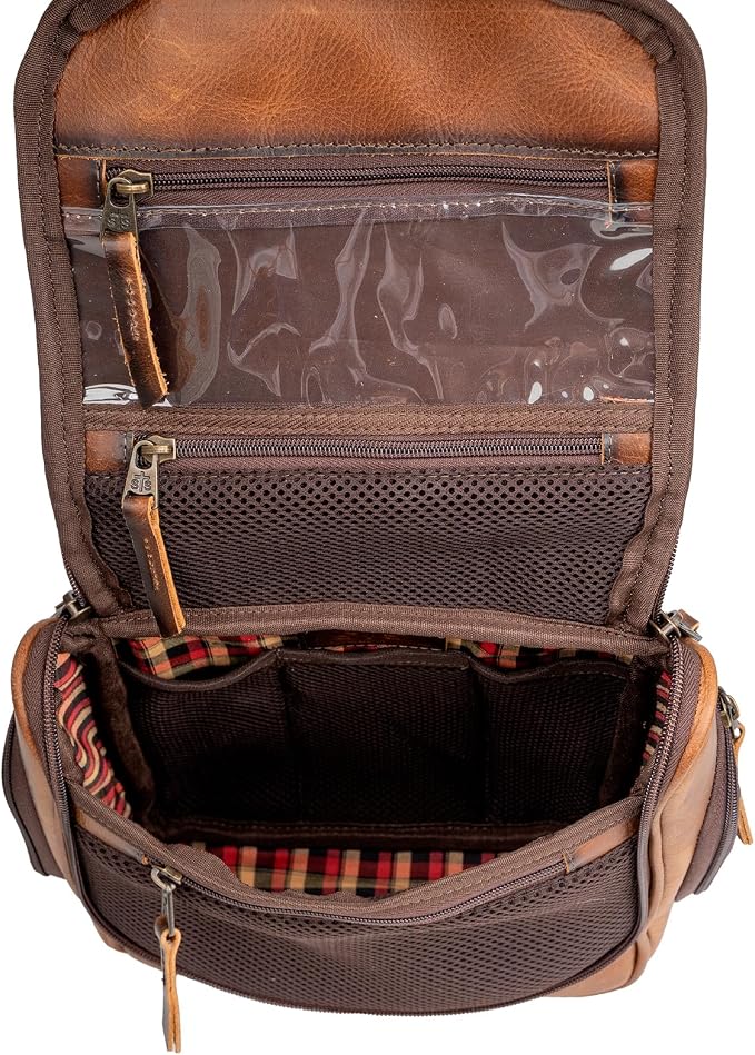 STS Ranchwear Men's Tucson Hanging Shave Kit, Multi-Pocket Genuine Leather Travel Toiletry Dopp Kit Organizer Bag, STS30310 - Image 6