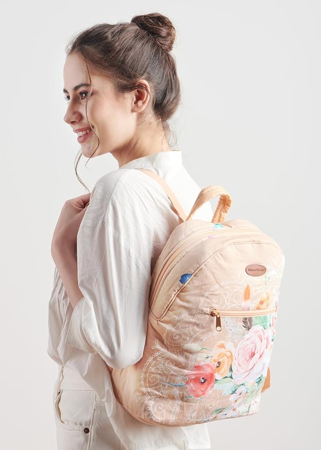 Maison d' Hermine Backpack for Women Men Cotton Shoulder Multipurpose Rucksack with Small Pouch Lightweight Multi Pocket Bag for Travel Work Beach Perfect for Spring Summer (Ibiza - Wheat) - Image 7