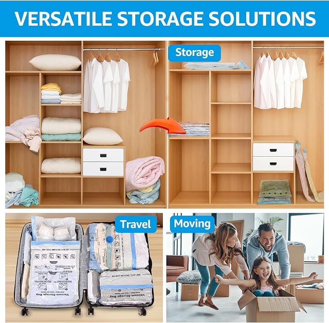 BoxLegend Vacuum Storage Bags with Large Hand Pump 15 Combo (1X-Jumbo, 2 Jumbo, 5 Large, 5 Medium, 2 Small) Thickened Vacuum Seal Bags for Clothing Pillow Comforters Bedding,1 Large Pump - Image 3